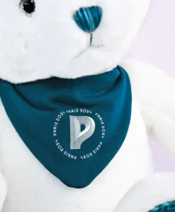 Doudou et Compagnie Ours en peluche Premium blanc avec bandana Paris 2024 - 37 cm><noscript><img width=