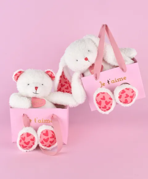 Doudou et Compagnie OURS JE T'AIME en sac cadeau - 25 cm> Peluches
