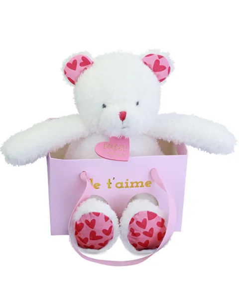 Doudou et Compagnie OURS JE T'AIME en sac cadeau - 25 cm> Peluches