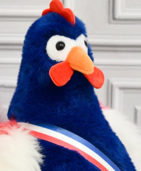 Doudou et Compagnie Peluche coq bleu marine - 24 cm - Fabriqué en France> Peluches