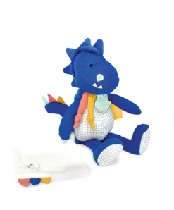 Doudou et Compagnie Peluche de dinosaure bleu avec doudou - Sashou - 25 cm> Peluche Avec Doudou