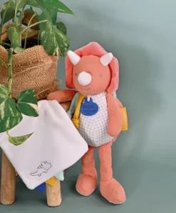 Doudou et Compagnie Peluche de dinosaure orange avec doudou - Lou - 25 cm><noscript><img width=