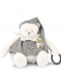 Doudou et Compagnie Peluche eveil Bébé Ours Gris - 30 cm - Collection Anniversaire> Peluches