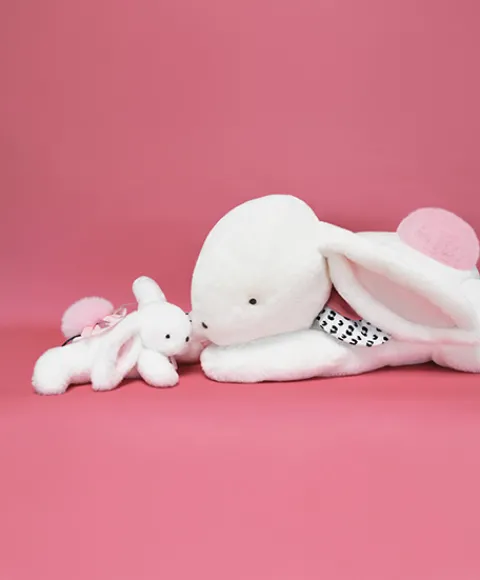 Doudou et Compagnie Peluche géante XXL Lapin rose - Happy Blush - 80 cm> Peluches Géantes|Peluches