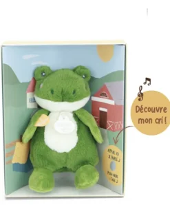 Doudou et Compagnie Peluche grenouille - 17 cm - DOUDOU de la ferme avec boite sonore> Peluches