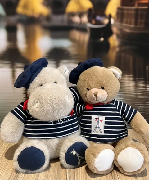 Doudou et Compagnie Peluche Hippopotame avec Béret et Marinière - 26 cm> Peluches