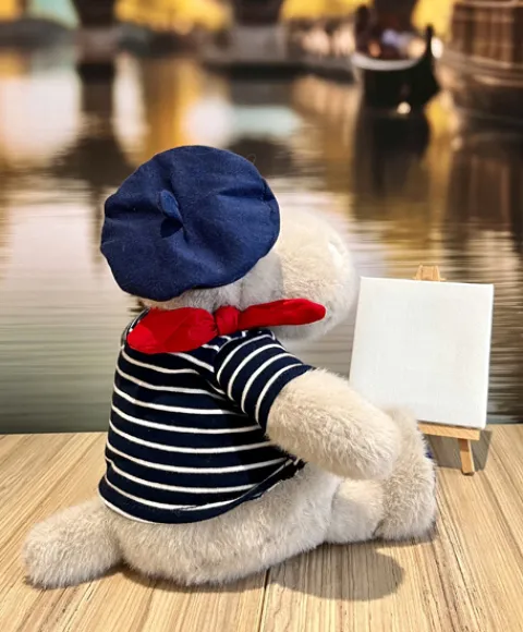 Doudou et Compagnie Peluche Hippopotame avec Béret et Marinière - 26 cm> Peluches