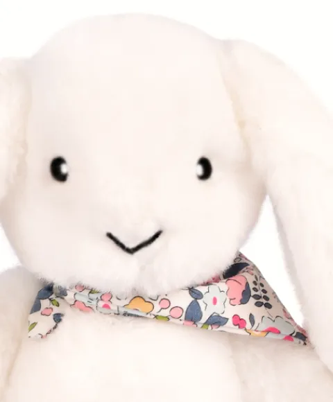 Doudou et Compagnie Peluche lapin Blanc 35 cm - Lapin Fleurette> Peluches