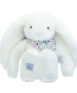 Doudou et Compagnie Peluche lapin Blanc 35 cm - Lapin Fleurette><noscript><img width=