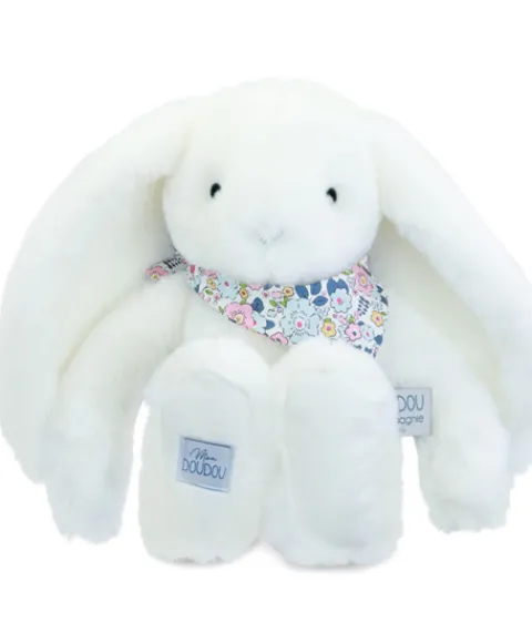 Doudou et Compagnie Peluche lapin Blanc 35 cm - Lapin Fleurette> Peluches