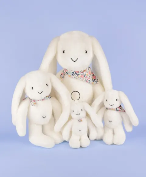 Doudou et Compagnie Peluche lapin Blanc 35 cm - Lapin Fleurette> Peluches