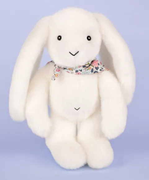 Doudou et Compagnie Peluche lapin blanc 25 cm - Lapin Fleurette> Peluches