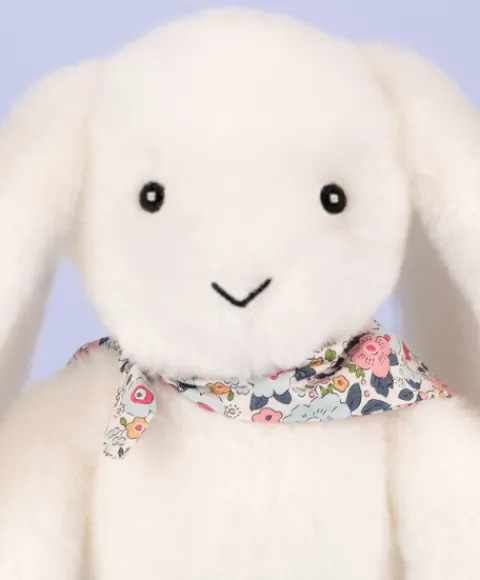 Doudou et Compagnie Peluche lapin blanc 25 cm - Lapin Fleurette> Peluches
