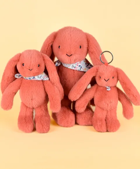 Doudou et Compagnie Peluche lapin Orange Terracotta 35 cm - Lapin Fleurette> Peluches