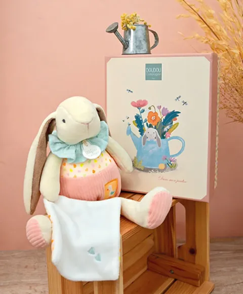 Doudou et Compagnie Peluche lapin rose avec doudou - LAPIN CIBOULETTE - 28 cm> Peluche Avec Doudou