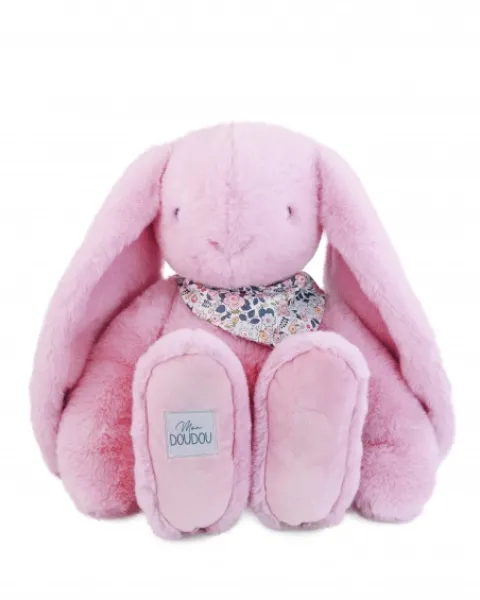 Doudou et Compagnie Peluche lapin Rose XXL - Lapin Fleurette 50 cm> Peluches Géantes|Peluches