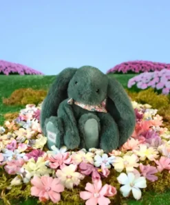 Doudou et Compagnie Peluche lapin vert 25 cm - Lapin Fleurette><noscript><img width=