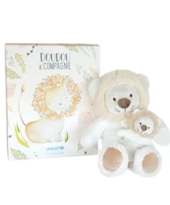 Doudou et Compagnie Peluche lion avec Bébé - 25 cm - Unicef> Peluches