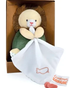 Doudou et Compagnie Peluche Lion beige avec doudou mouchoir - 15 cm> Doudou Mouchoir|Peluches