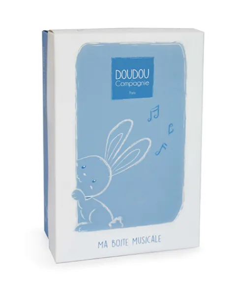 Doudou et Compagnie Peluche musicale lapin bleu - 20 cm> Boîte À Musique