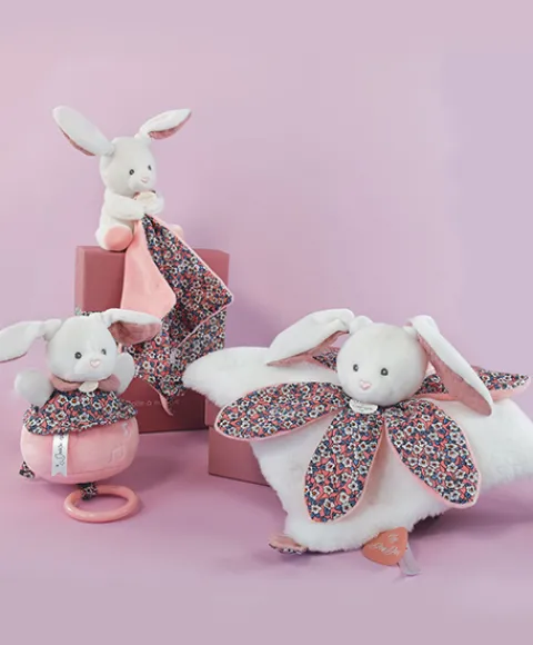 Doudou et Compagnie Peluche musicale LAPIN ROSE - BOH'AIME -> Boîte À Musique