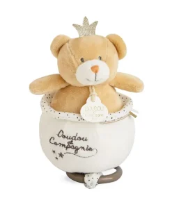 Doudou et Compagnie Peluche musicale ours Petit Roi marron - 14 cm> Boîte À Musique