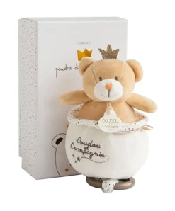 Doudou et Compagnie Peluche musicale ours Petit Roi marron - 14 cm><noscript><img width=
