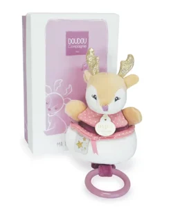 Doudou et Compagnie Peluche musicale renne beige - 20 cm> Boîte À Musique