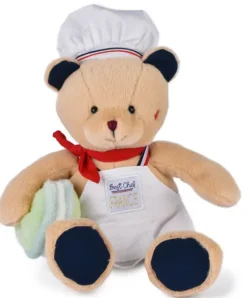 Doudou et Compagnie Peluche Ours beige - Chef avec Macaron vert - 28 cm> Peluches|Peluche Adulte