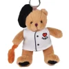 Doudou et Compagnie Peluche Ours beige - Porte-cle - Chef avec baguette - 15 cm> Porte-Clé