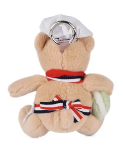 Doudou et Compagnie Peluche Ours beige - Porte cle - Chef avec Macaron vert - 15 cm><noscript><img width=