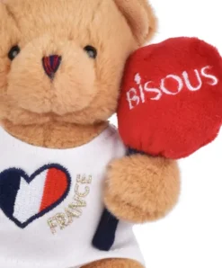 Doudou et Compagnie Peluche Ours beige porte cle - Bisous - 15 cm> Porte-Clé