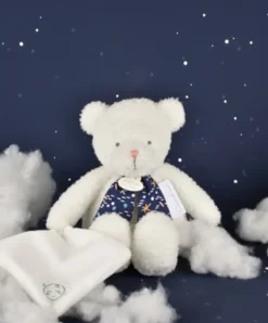 Doudou et Compagnie Peluche ours luminescent avec mouchoir - 28 cm - Clair de Lune><noscript><img width=