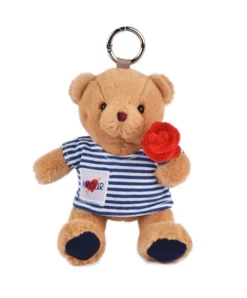 Doudou et Compagnie Peluche Ours porte cle avec rose - Le Romantique - 15 cm> Porte-Clé