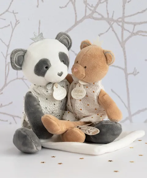Doudou et Compagnie Peluche Panda gris avec doudou- Attrape-rêves - 28 cm> Peluche Avec Doudou