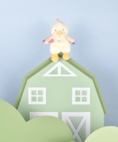 Doudou et Compagnie Peluche poule - 17 cm - DOUDOU de la ferme avec boite sonore> Peluches