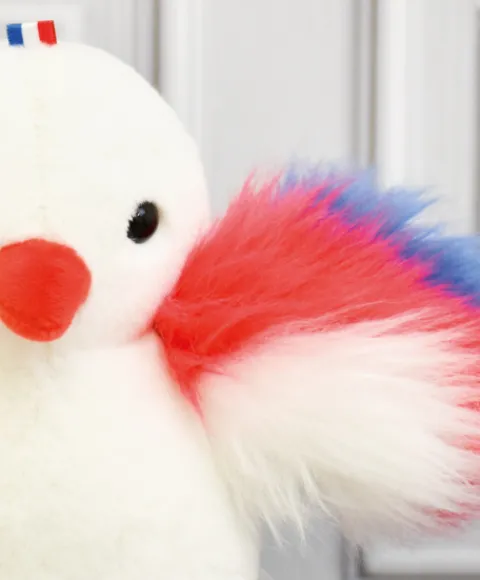 Doudou et Compagnie Peluche poussin blanc - 15 cm - Fabriqué en France> Peluches