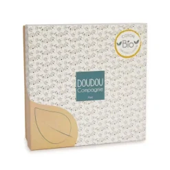 Doudou et Compagnie Poupée en coton BIO bleue et blanche - Pollen - 25 cm><noscript><img width=