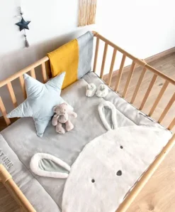 Doudou et Compagnie Tapis de Parc Lapin - gris perle - 100 x 100 cm><noscript><img width=