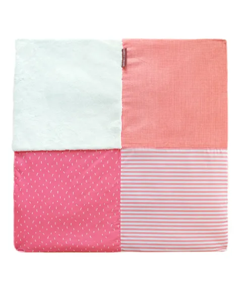Doudou et Compagnie Tapis d'éveil Bébé - Corail / Blanc - 100 X 100 cm> Les Tapis